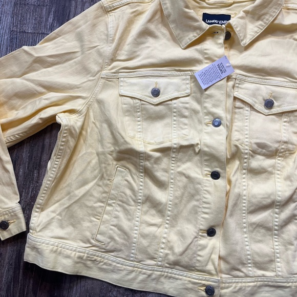Lands’ End Pastel Yellow Denim Button Up Jacket Women’s Size 1x 16w - 18w NWT - Picture 6 of 9